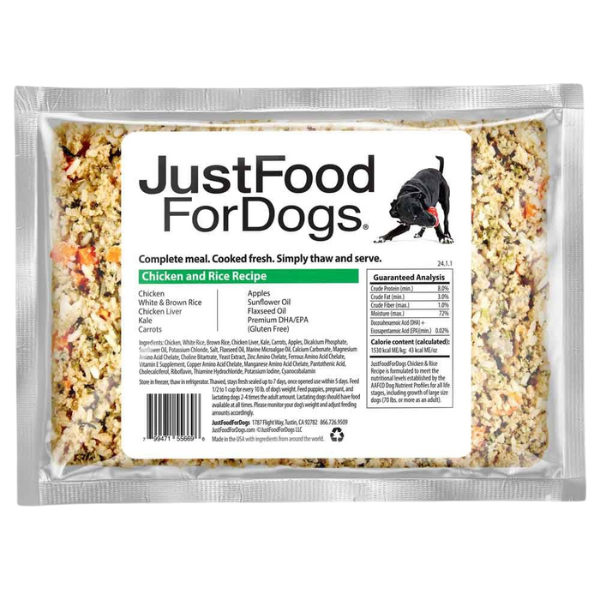 Justfoodfordogs chicken and rice dog food recipe.