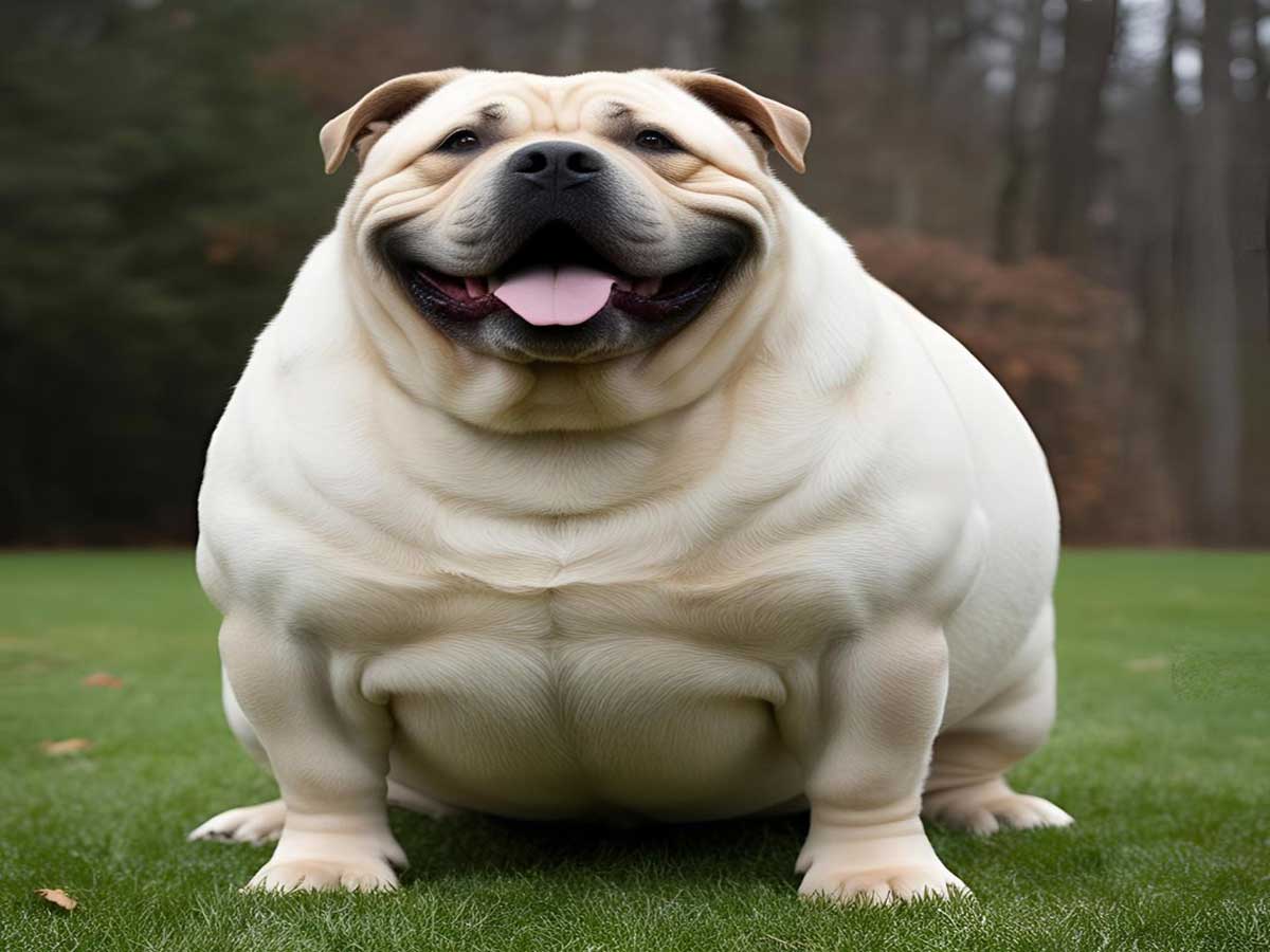 A fat white dog, generated with Canva AI