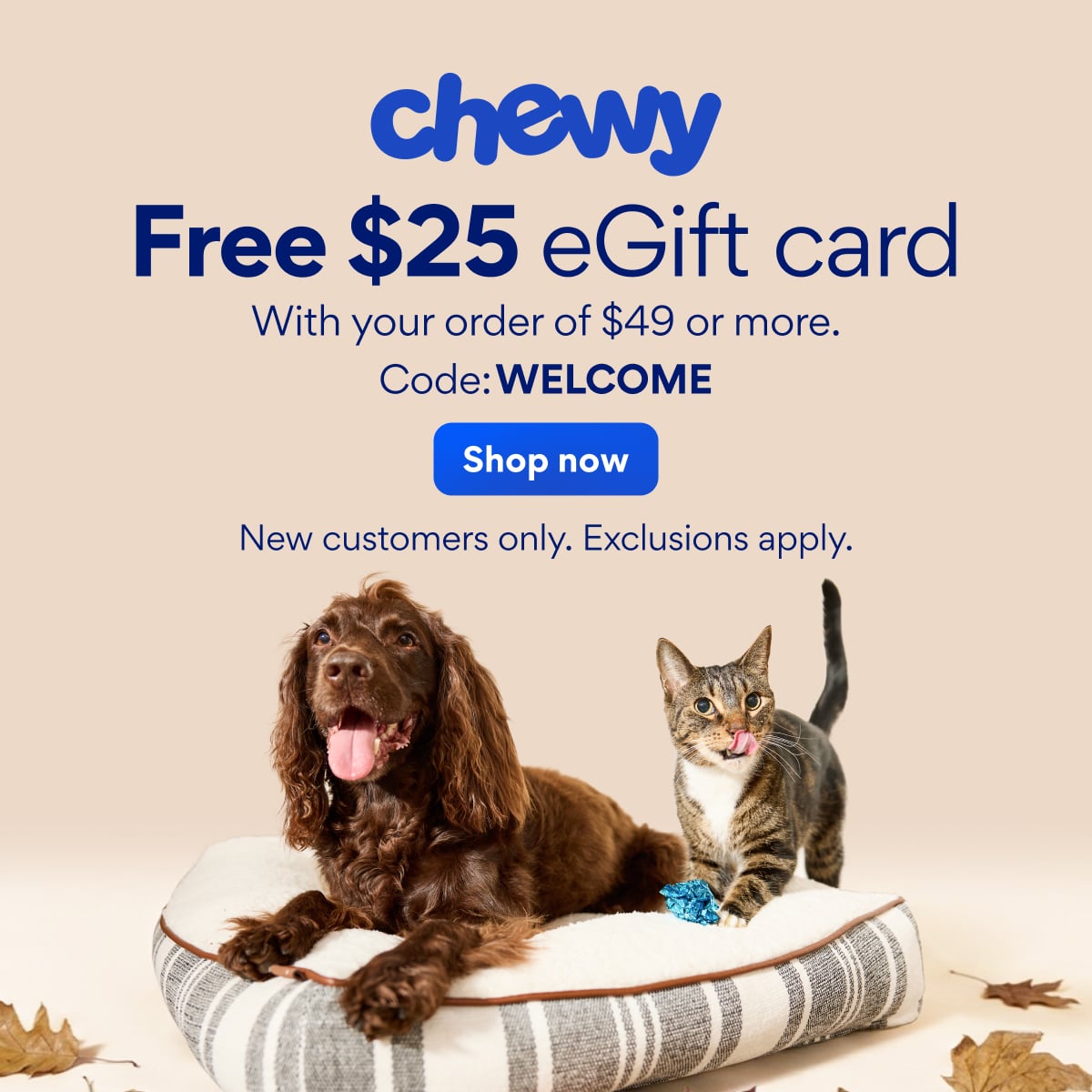 Chewy Ad: Free $25 eGift Card