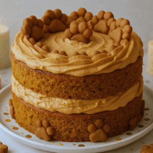Pumpkin peanut butter dog cake.