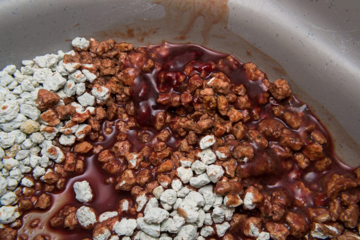 Diarrhea with blood from parvovirus.