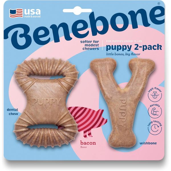 Benebone Puppy 2-Pack Dental Chew/Wishbone Dog Chew Toys