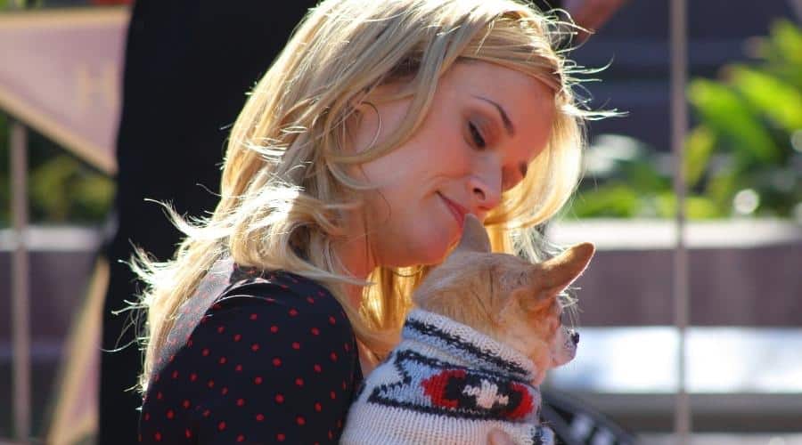 Actress Reese Witherspoon and Bruiser the Chihuahua