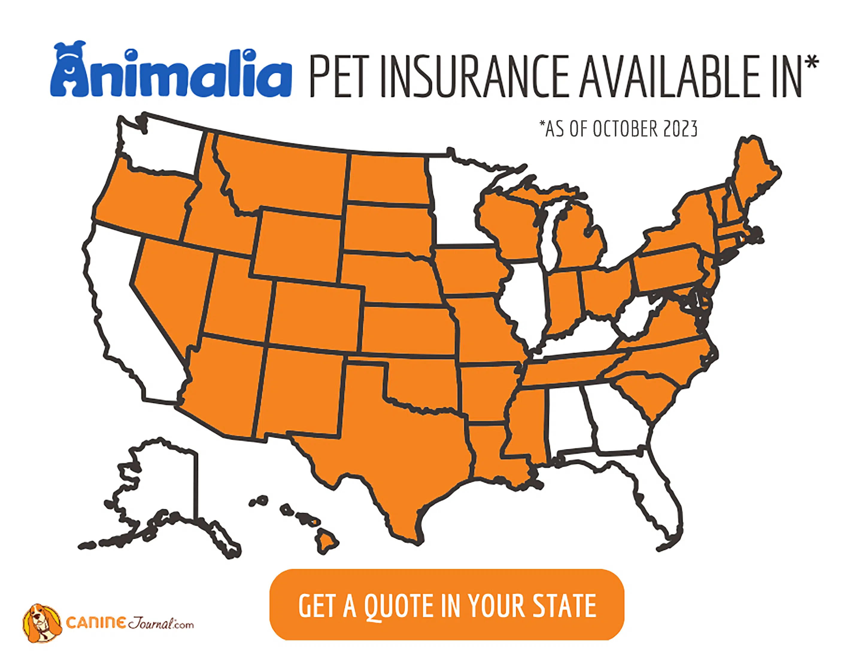 Animalia Pet Insurance availability united states map