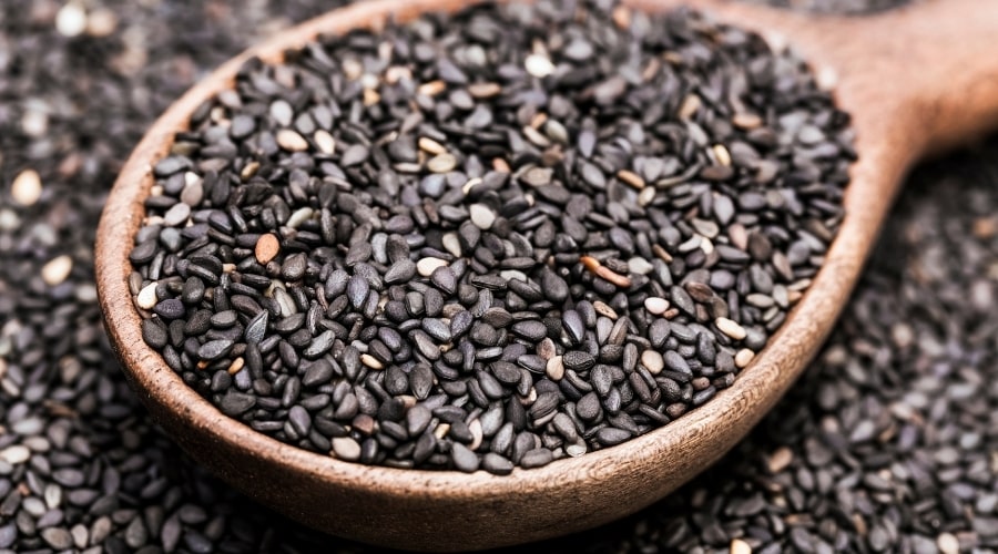 Black Sesame Seeds on Spoon