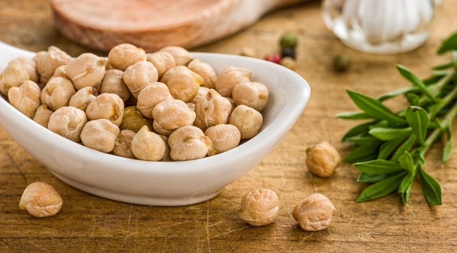 Bowl of Garbanzo Beans on a Table