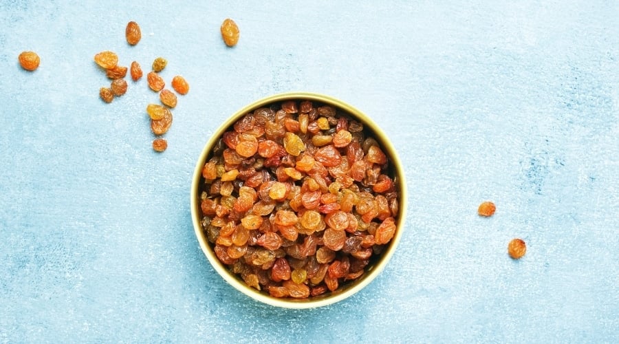 Bowl of Golden Dried Grapes