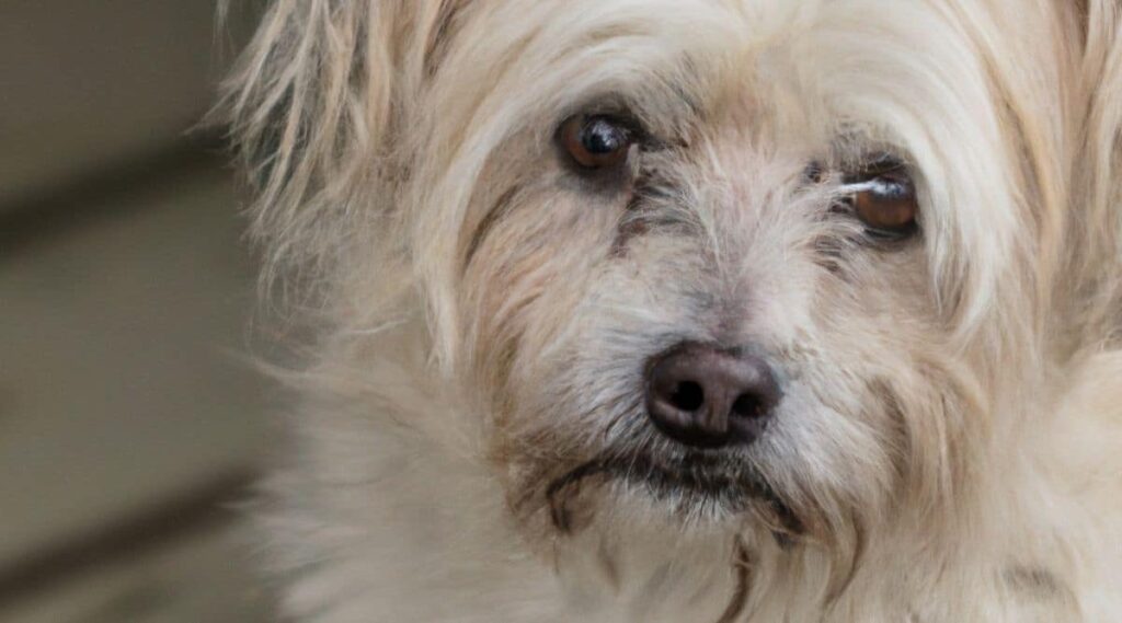 Cairn Terrier Maltese Mix face up close