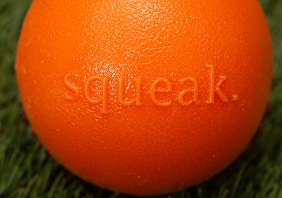 Close Up on Orbee Tuff Squeak Ball by Planet Dog