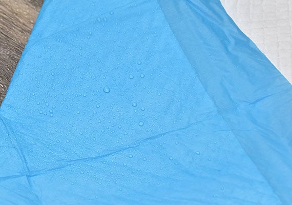 Condensation on underside of dog pee pad that has been confused with a leak