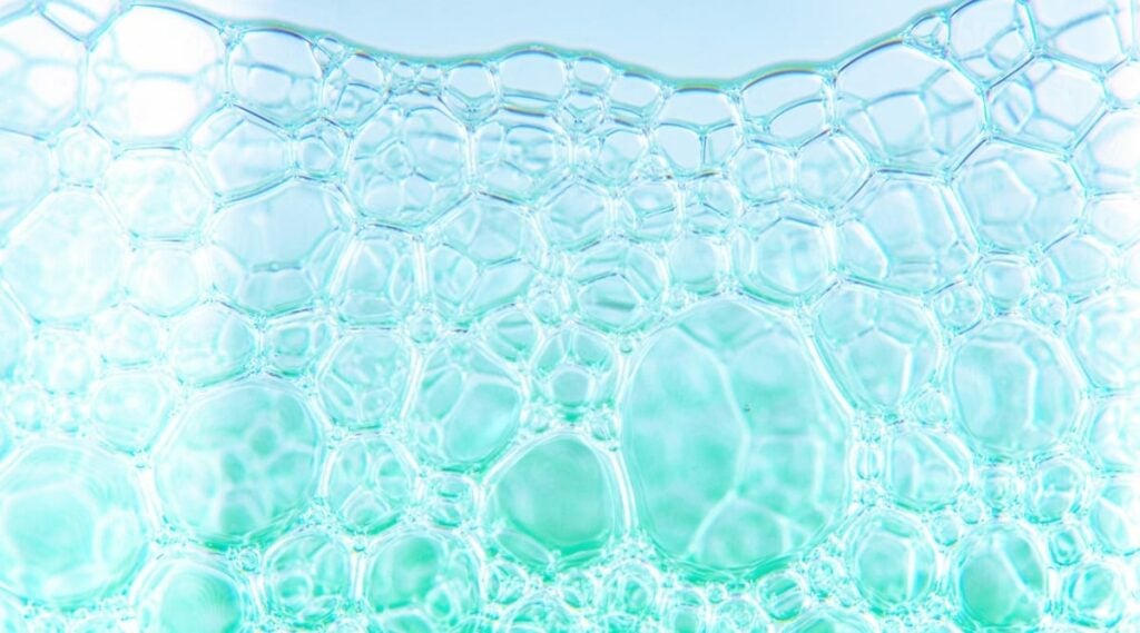 Close up of dish soap suds