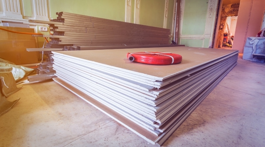 Drywall on Ground Indoors