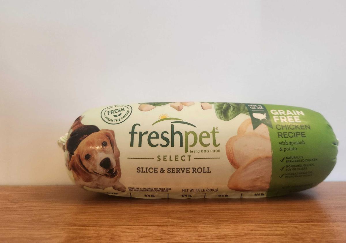 Freshpet unopened tube of select chicken recipe.
