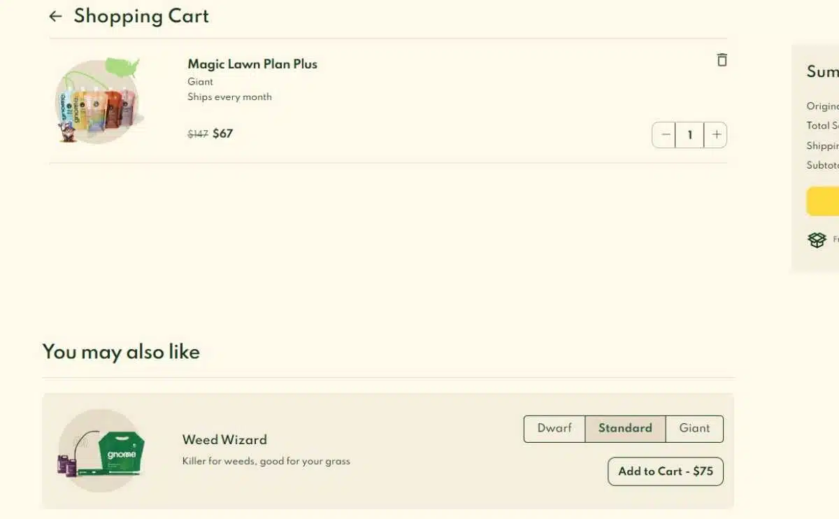 Gnome Lawn Care Review shoping cart