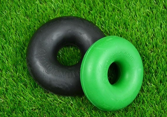 Goughnuts Standard range of rubber chew rings in black and green color