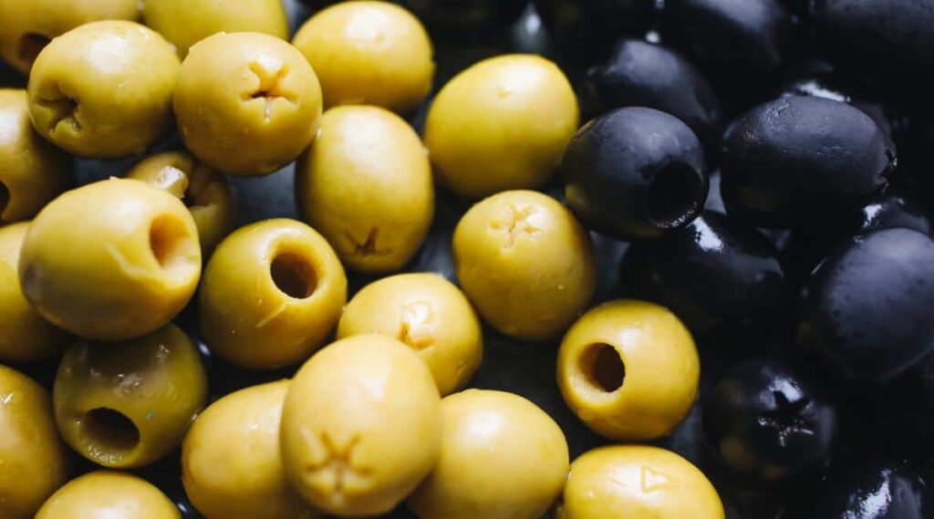 Green and black olives