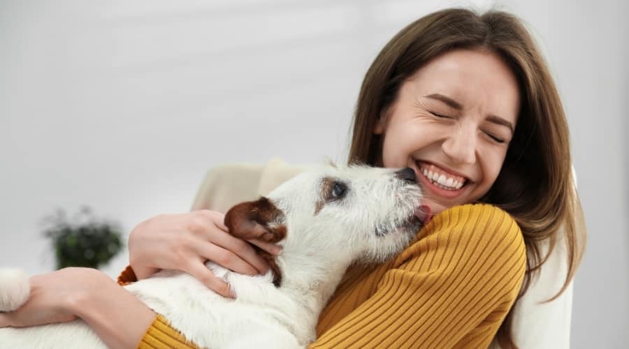 Happy Human With Her Dog