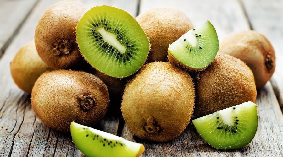 Kiwi on Wood Table