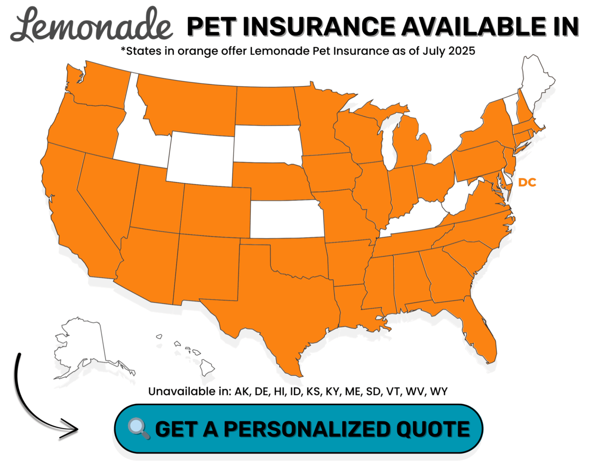 Lemonade pet insurance available map May 2025.