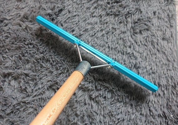 Raking my carpet with the Grandi Groom rake to remove dog fur