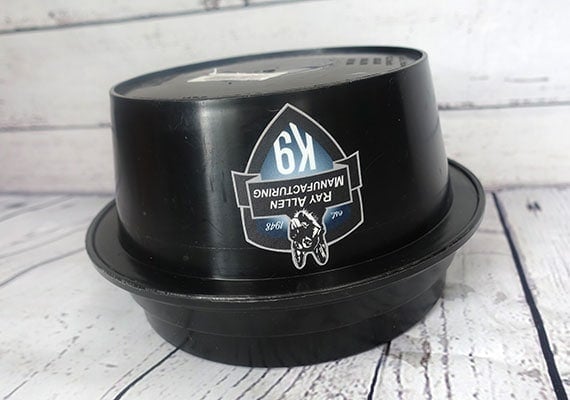 Ray Allen No-Spill Buddy Bowl for dogs flipped upside down without leaking