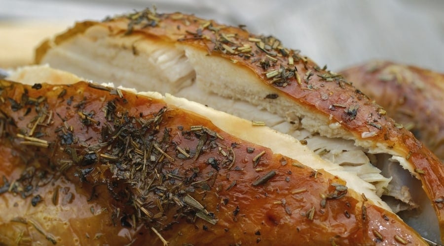 Roasted poultry skin up close.