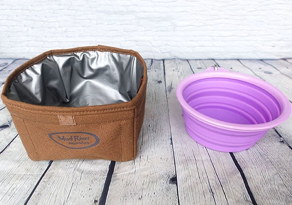 Silicone Collapsible Dog Bowl Vs Canvas fabric dog bowl side by side