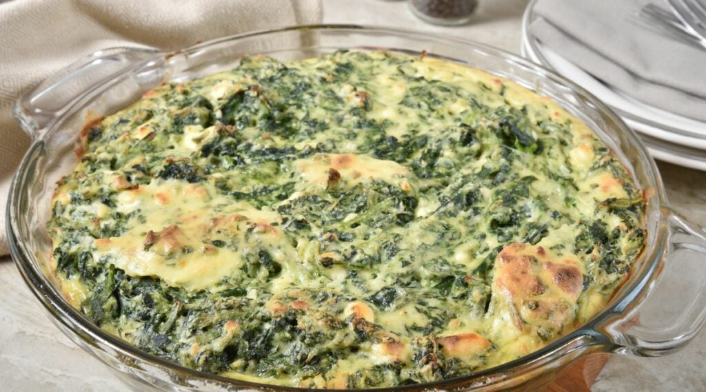 Spinach artichoke dip in a bowl