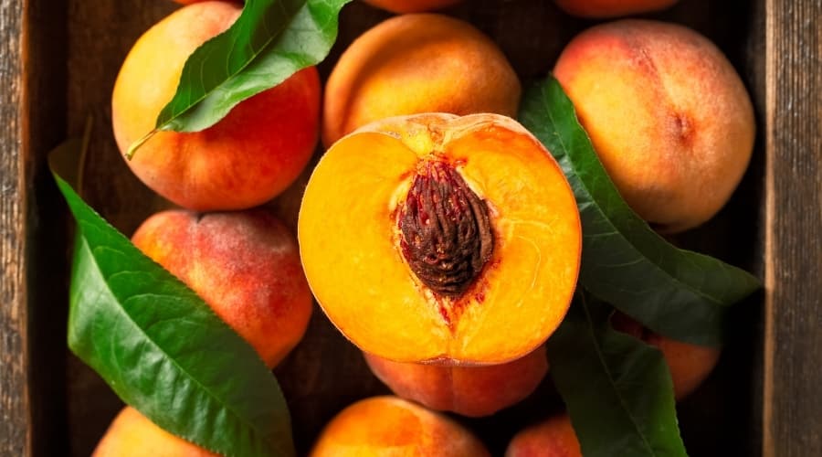 Sweet Fruit Cut in Half Exposing the Pit