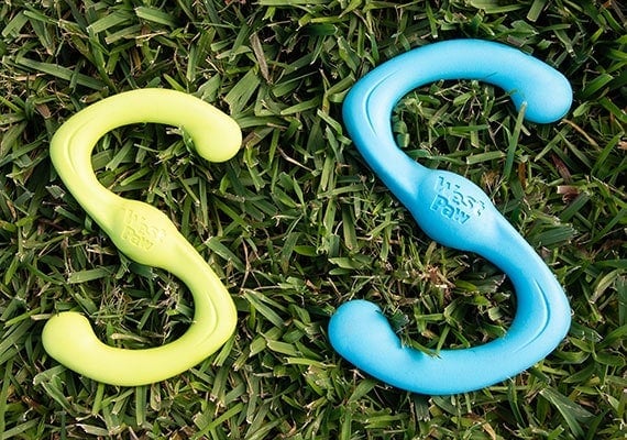 West Paw Bumi Small and Large American-made dog tug toys in grass.