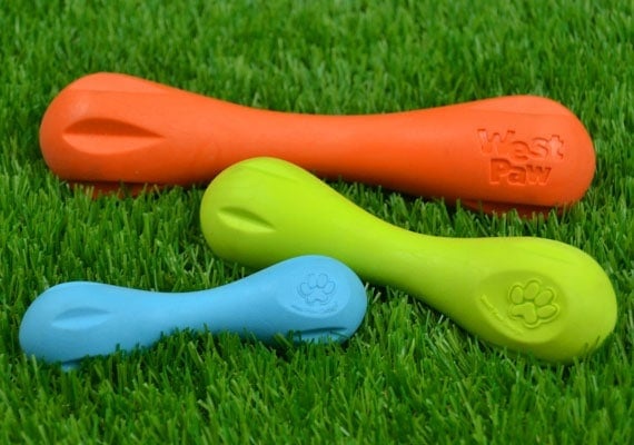 West Paw Hurley Small, Medium and Large bone shaped chew toys compared