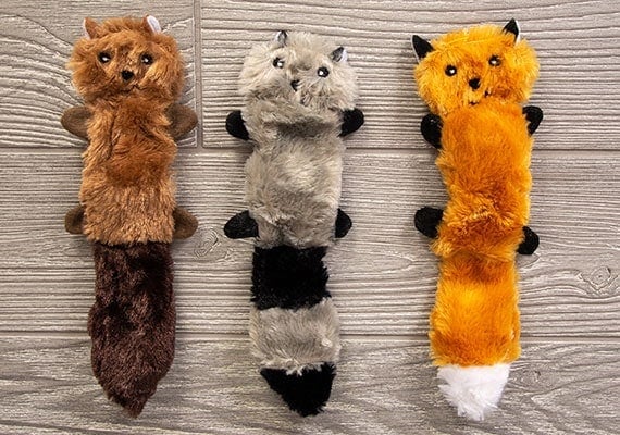 ZippyPaws Skinny Peltz stuffing-free small-size raccoon, squirrel and fox