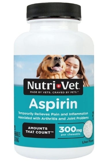 Bottle of Nutri-Vet K-9 Aspirin for dogs.