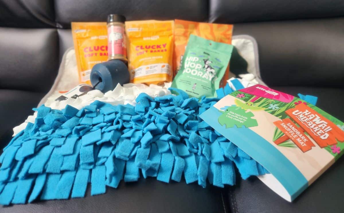 bark dog food products and snuffle mat