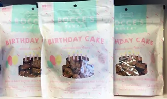 Birthday Cake Biscuits bags on shelf at store