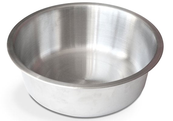 Brushed stainless steel dog bowl