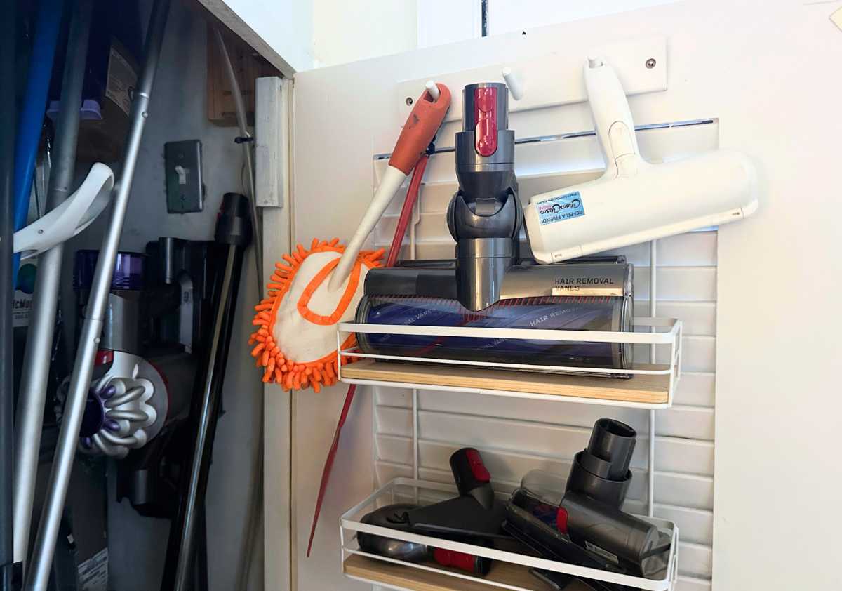 ChomChom roller hanging in supply closet.