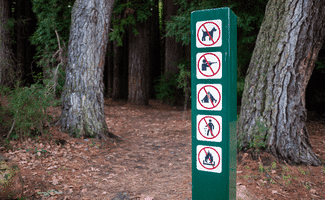 Trail with rules including no dogs allowed