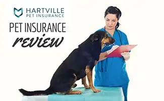 Woman vet with dog and clipboard (caption: Hartville Pet Insurance Review)