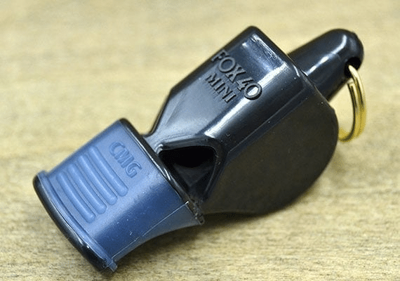 Close up of Fox 40 CMG Mini Whistle.