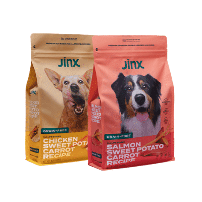 2 bags of Jinx dog food chicken and sweet potato salmon