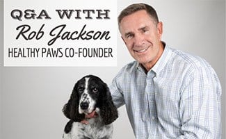 Rob Jackson, Healthy Paws Co-Founder and dog Barney