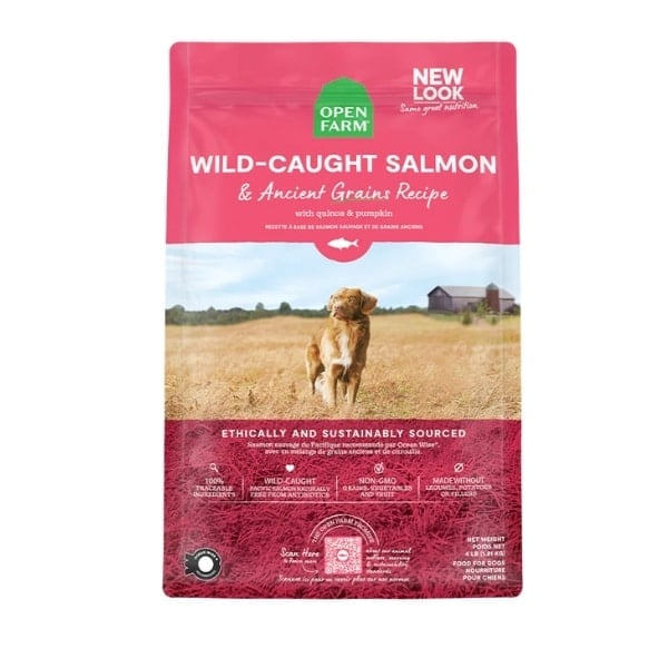 Open Farm salmon dog food.