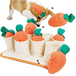 Snuffle Mat for Dogs,Durable Interactive Dog Puzzle Toy with Carrot Chew Squeakers