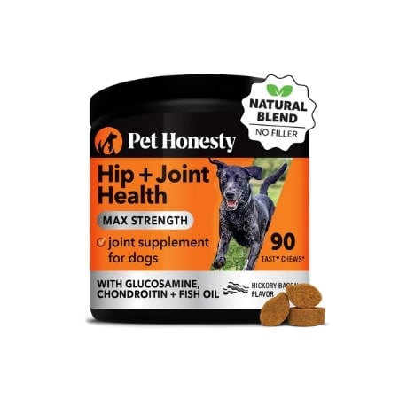 Pet Honesty Hip + Joint Health Max Strength supplement.
