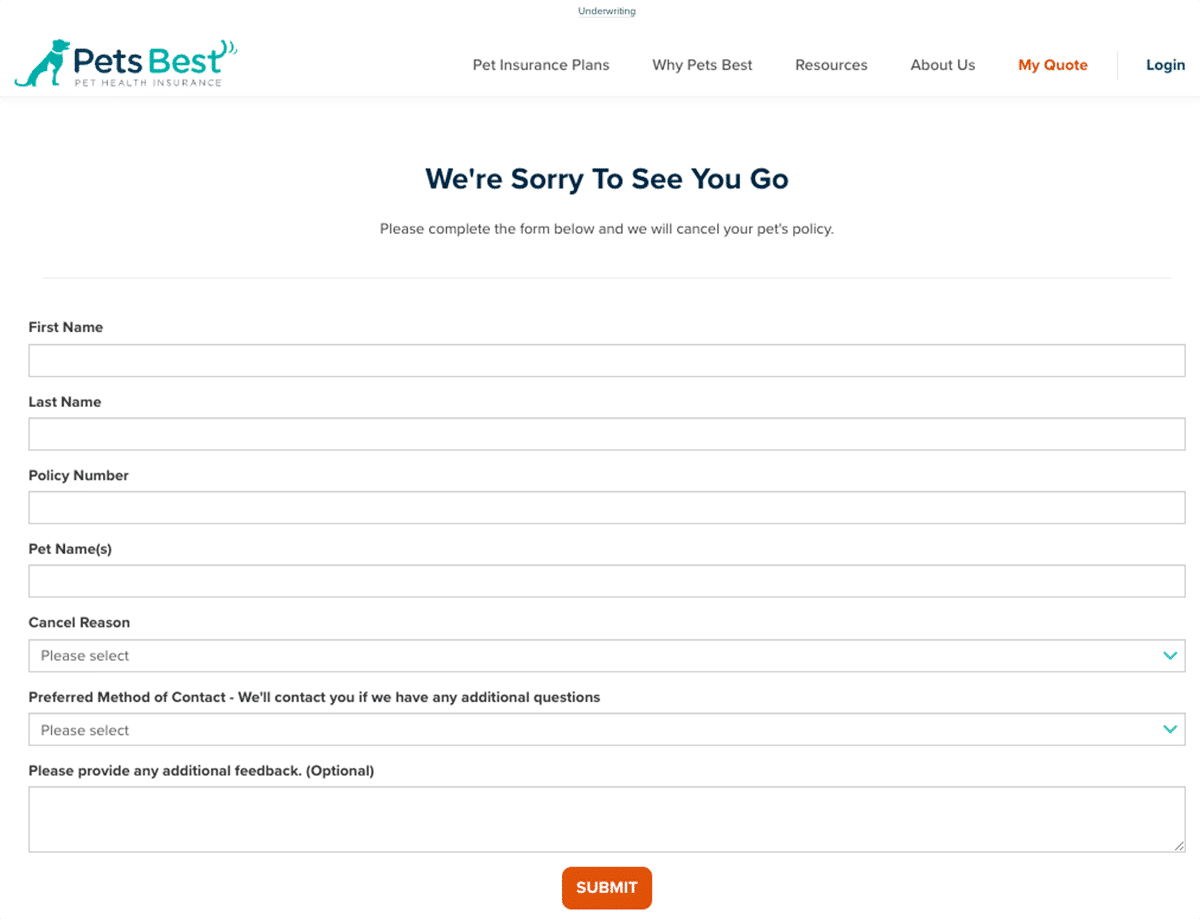 pets best cancellation form screenshot png