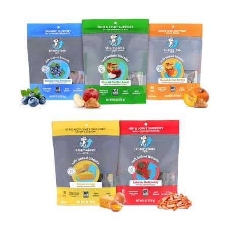 Shameless Pets dog treats variety pack.