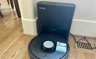 Shark Matrix in use docked on hardwood floors plugged in