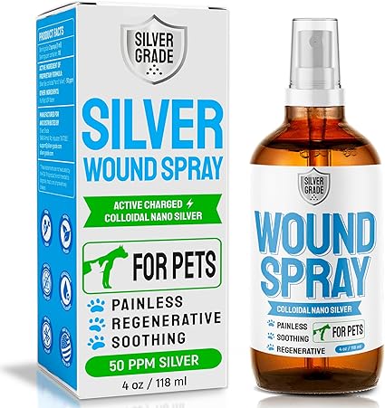 SILVER GRADE Wound Spray for Pets Colloidal Silveround and Skin Care for Dogs & Cats.