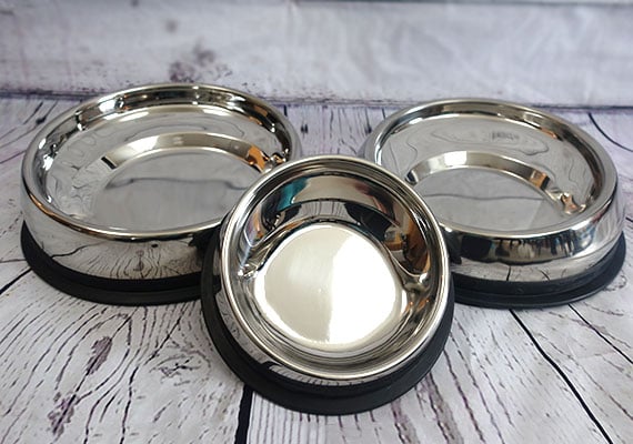 Stainless steel Enhanced Pet Bowl in small, medium and large for flat-faced dogs